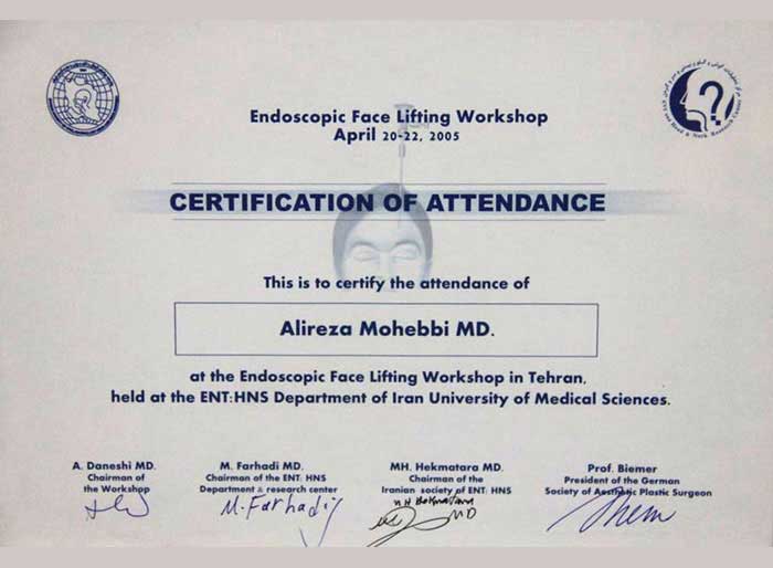 Dr. Alireza Mohebbi Certificates 3