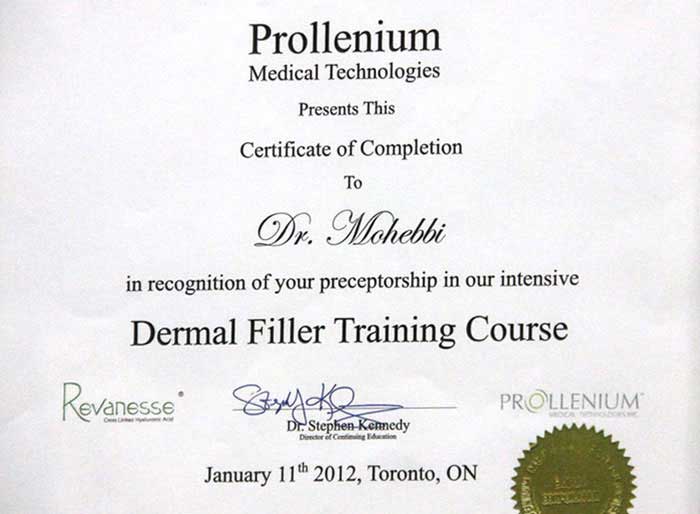 Dr Alireza Mohebbi's Certificate